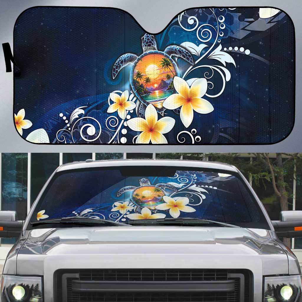 Hawaii Honu Auto Sun Shade Polynesian Curves Plumeria - Polynesian Pride