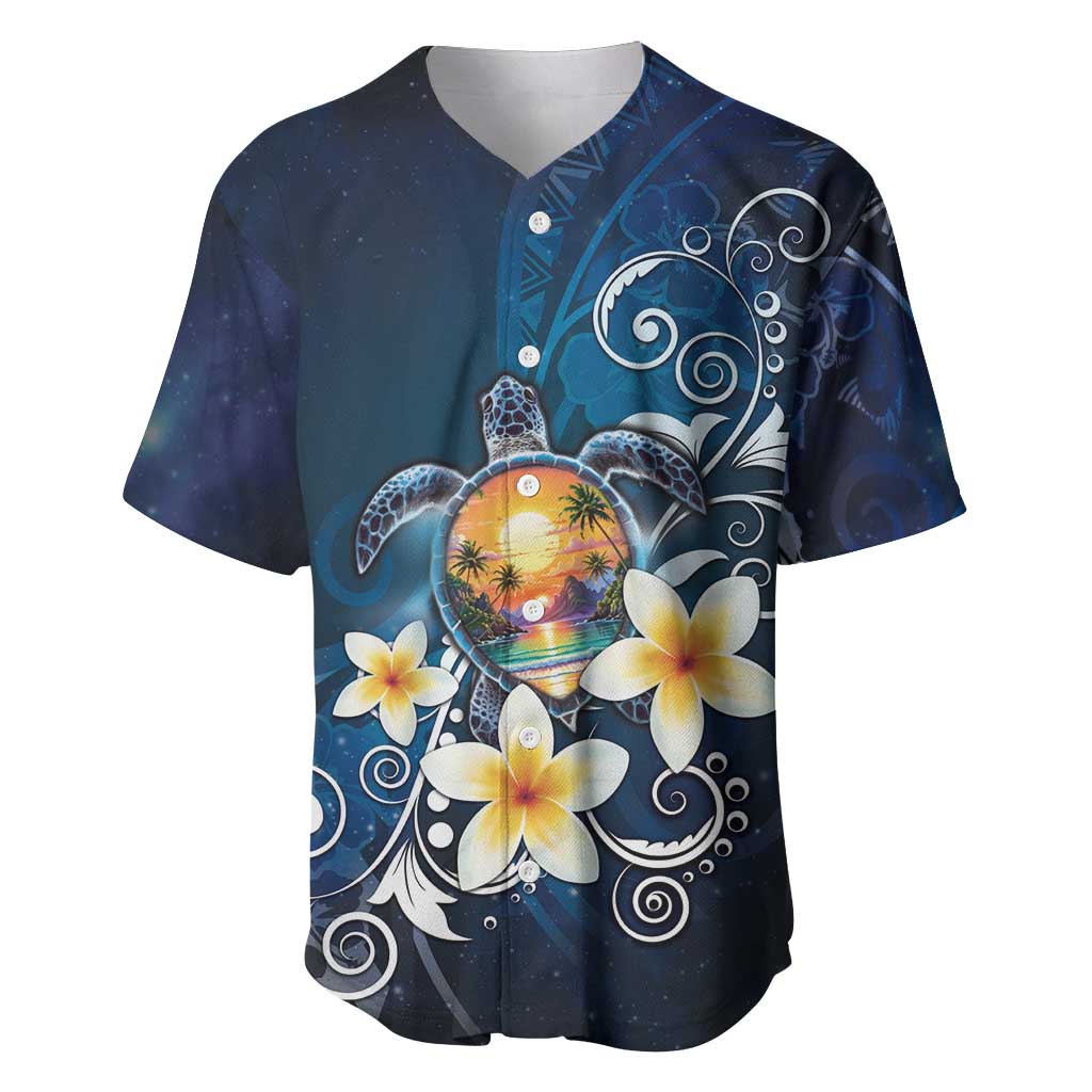 Hawaii Honu Baseball Jersey Polynesian Curves Plumeria - Polynesian Pride