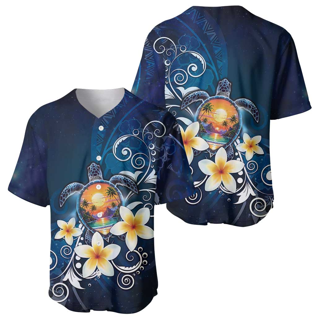 Hawaii Honu Baseball Jersey Polynesian Curves Plumeria - Polynesian Pride