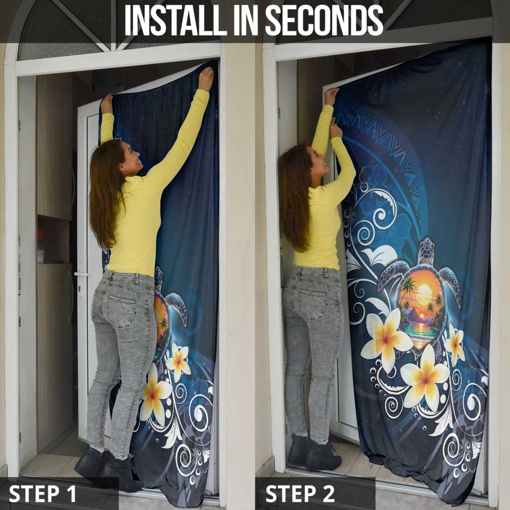 Hawaii Honu Door Cover Polynesian Curves Plumeria - Polynesian Pride