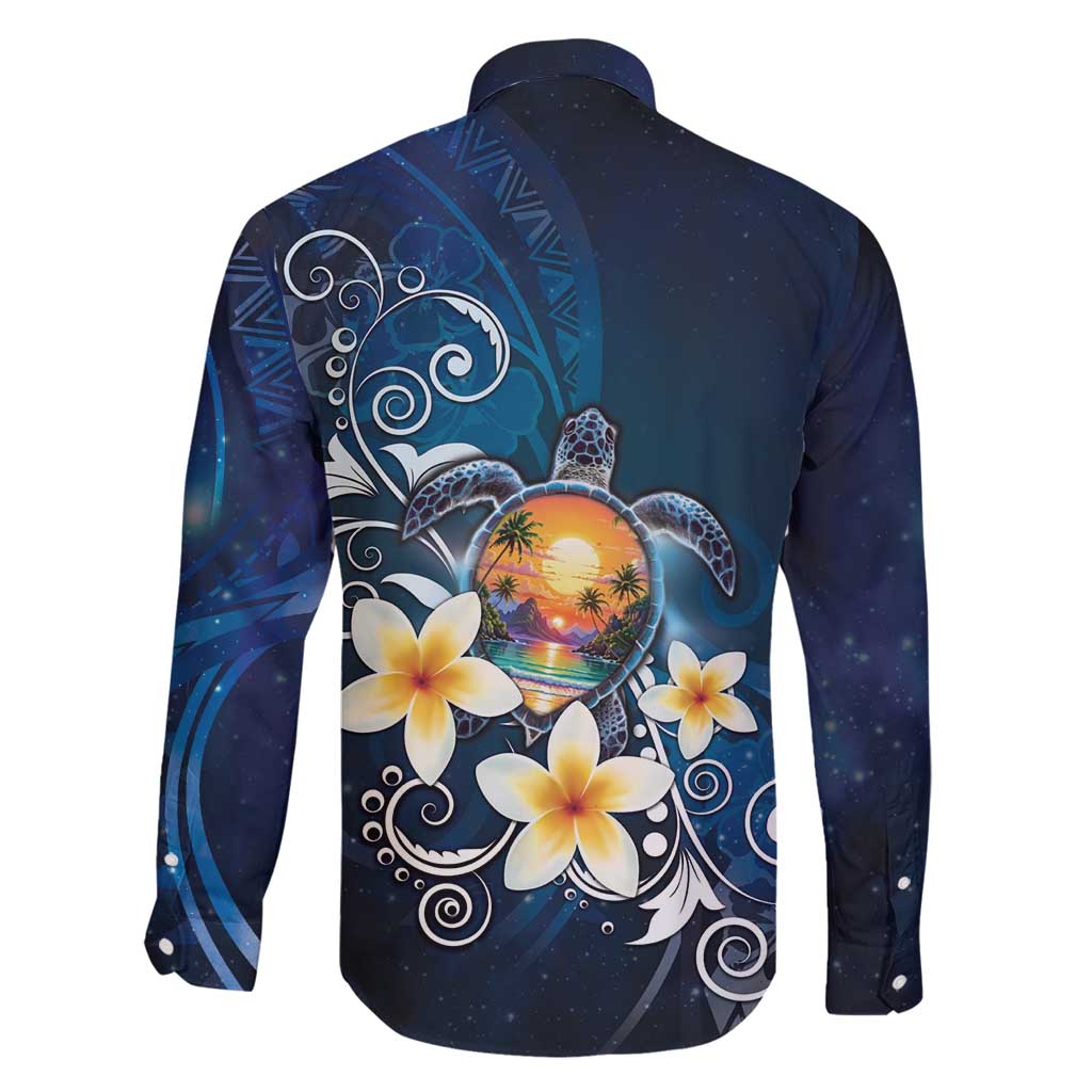 Hawaii Honu Family Matching Long Sleeve Bodycon Dress and Hawaiian Shirt Polynesian Curves Plumeria - Polynesian Pride