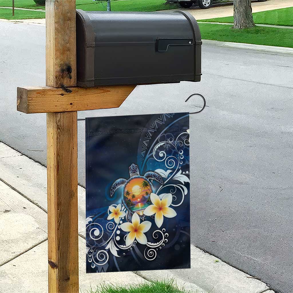 Hawaii Honu Garden Flag Polynesian Curves Plumeria - Polynesian Pride