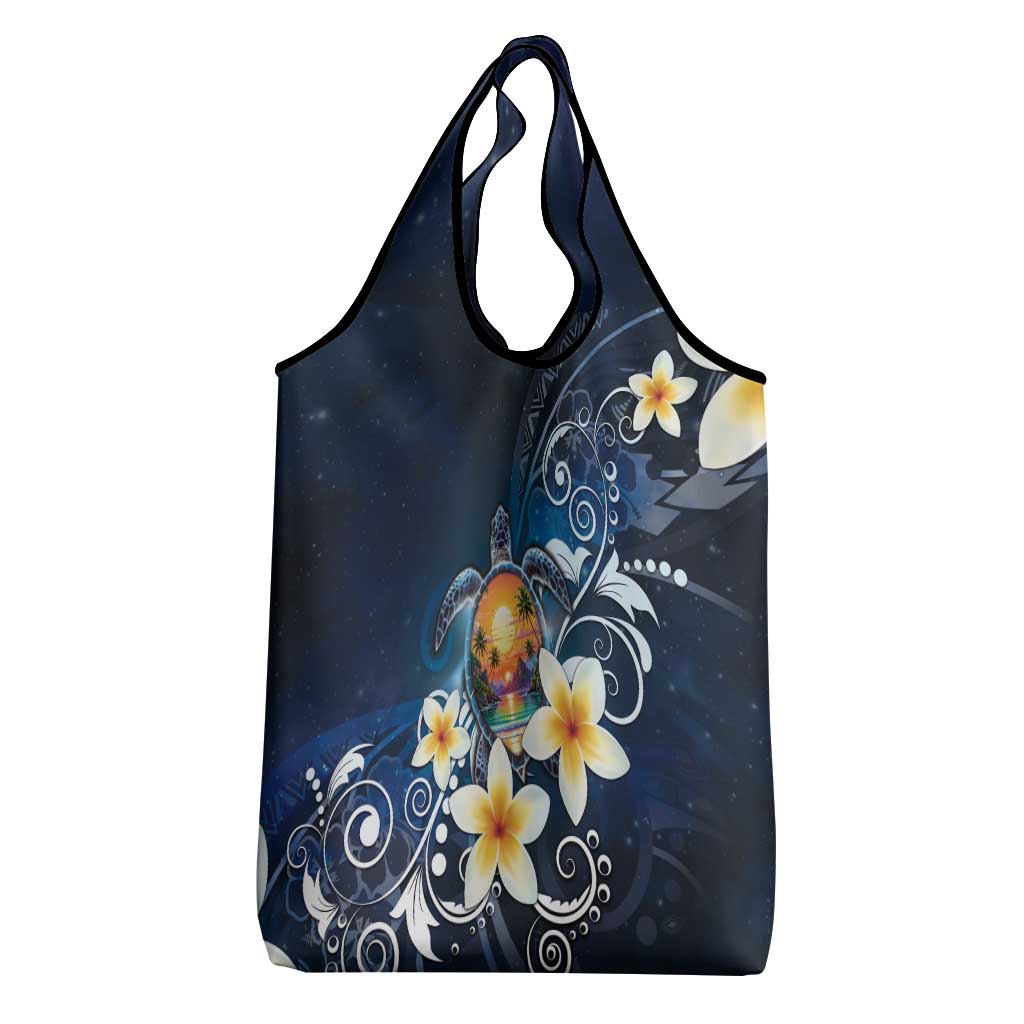 Hawaii Honu Grocery Bag Polynesian Curves Plumeria - Polynesian Pride