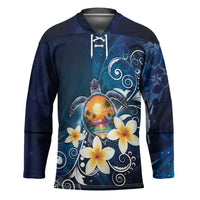 Hawaii Honu Hockey Jersey Polynesian Curves Plumeria - Polynesian Pride