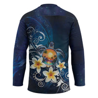 Hawaii Honu Hockey Jersey Polynesian Curves Plumeria - Polynesian Pride