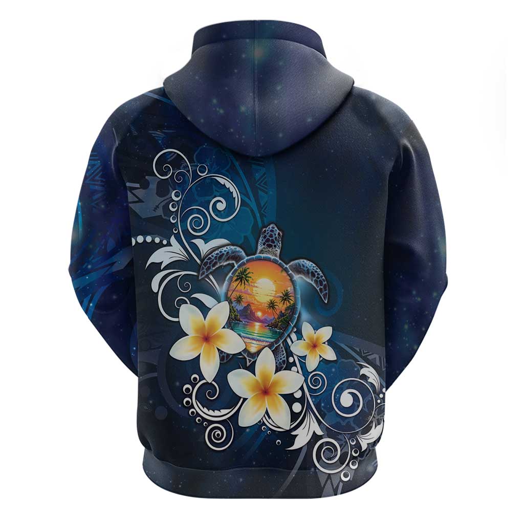 Hawaii Honu Hoodie Polynesian Curves Plumeria - Polynesian Pride