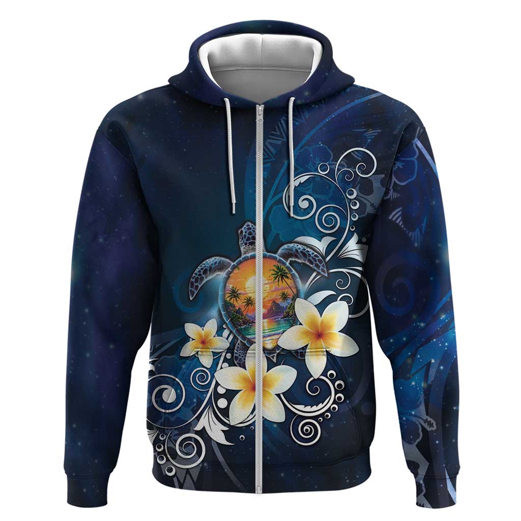 Hawaii Honu Hoodie Polynesian Curves Plumeria - Polynesian Pride