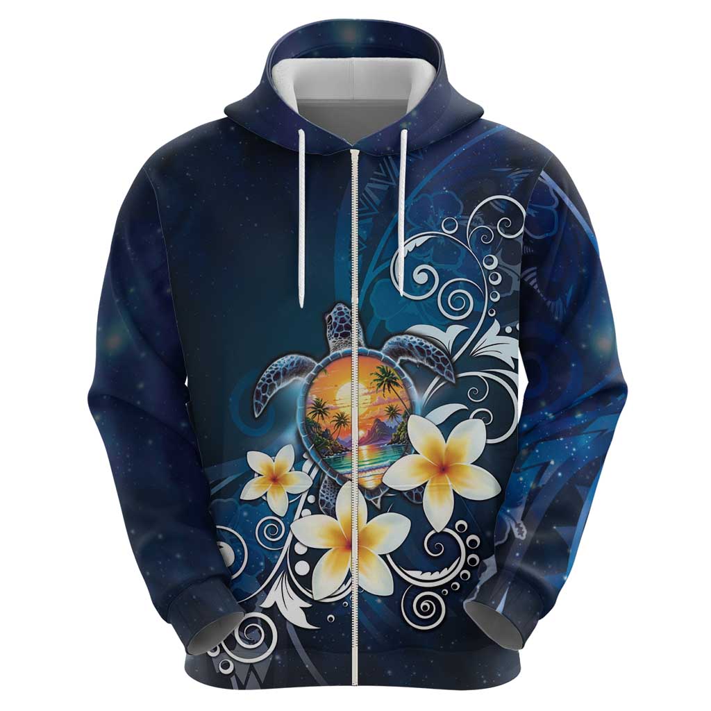 Hawaii Honu Hoodie Polynesian Curves Plumeria - Polynesian Pride