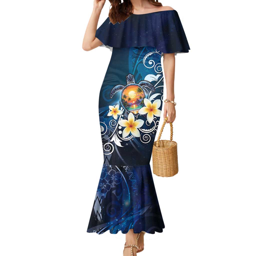 Hawaii Honu Mermaid Dress Polynesian Curves Plumeria - Polynesian Pride