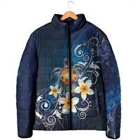 Hawaii Honu Padded Jacket Polynesian Curves Plumeria - Polynesian Pride