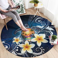 Hawaii Honu Round Carpet Polynesian Curves Plumeria - Polynesian Pride