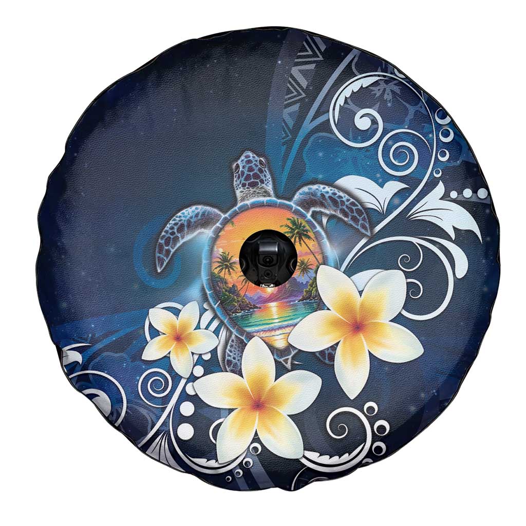 Hawaii Honu Spare Tire Cover Polynesian Curves Plumeria - Polynesian Pride
