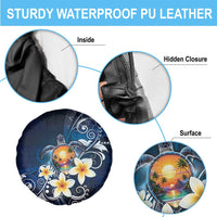 Hawaii Honu Spare Tire Cover Polynesian Curves Plumeria - Polynesian Pride