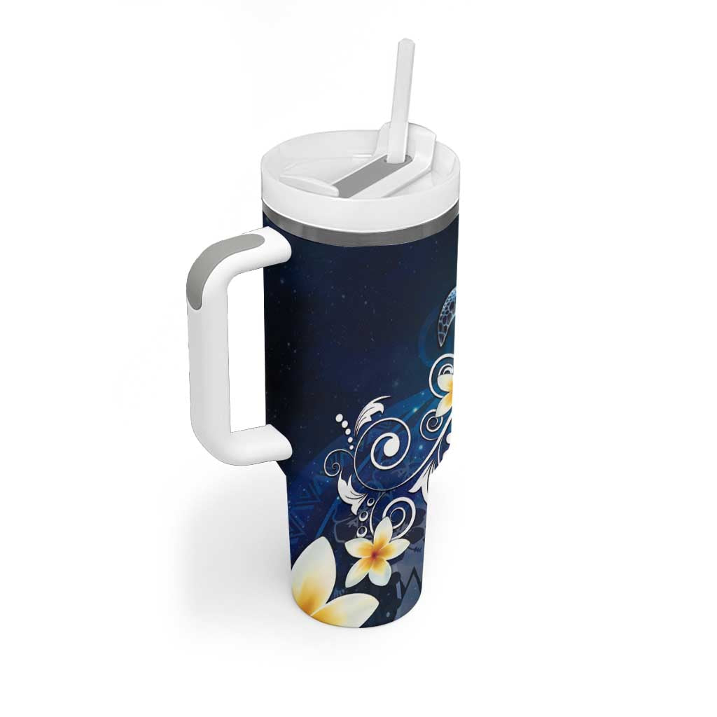 Hawaii Honu Tumbler With Handle Polynesian Curves Plumeria - Polynesian Pride