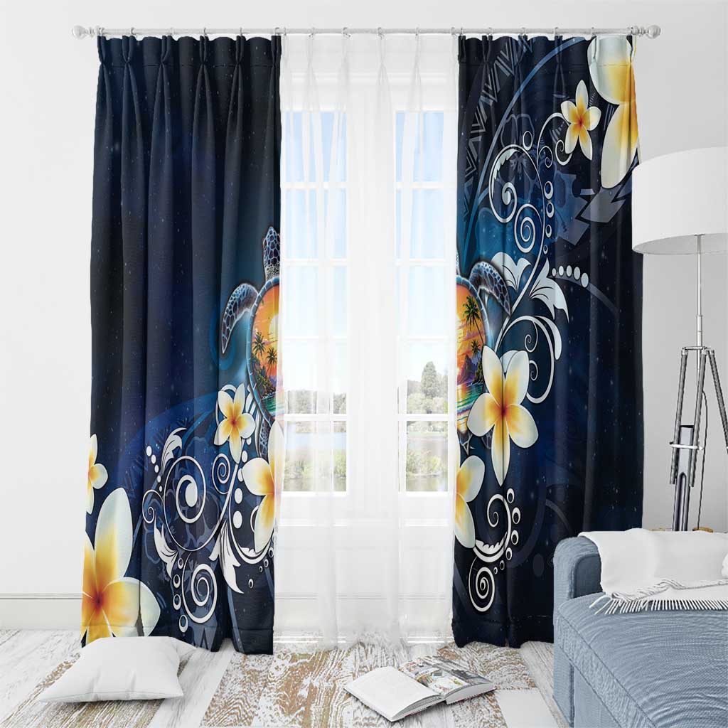 Hawaii Honu Window Curtain Polynesian Curves Plumeria - Polynesian Pride