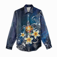 Hawaii Honu Women Casual Shirt Polynesian Curves Plumeria - Polynesian Pride