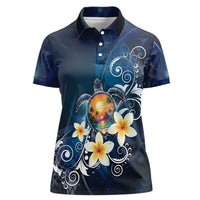 Hawaii Honu Women Polo Shirt Polynesian Curves Plumeria - Polynesian Pride