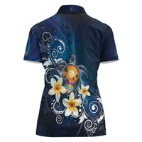 Hawaii Honu Women Polo Shirt Polynesian Curves Plumeria - Polynesian Pride
