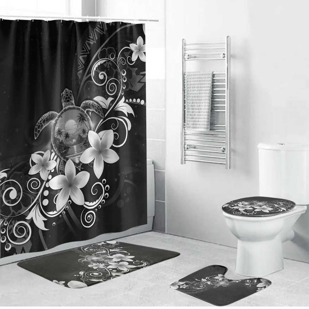 Hawaii Honu Bathroom Set Polynesian Curves Plumeria Grayscale - Polynesian Pride