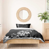 Hawaii Honu Bedding Set Polynesian Curves Plumeria Grayscale - Polynesian Pride