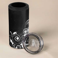 Hawaii Honu 4 in 1 Can Cooler Tumbler Polynesian Curves Plumeria Grayscale - Polynesian Pride