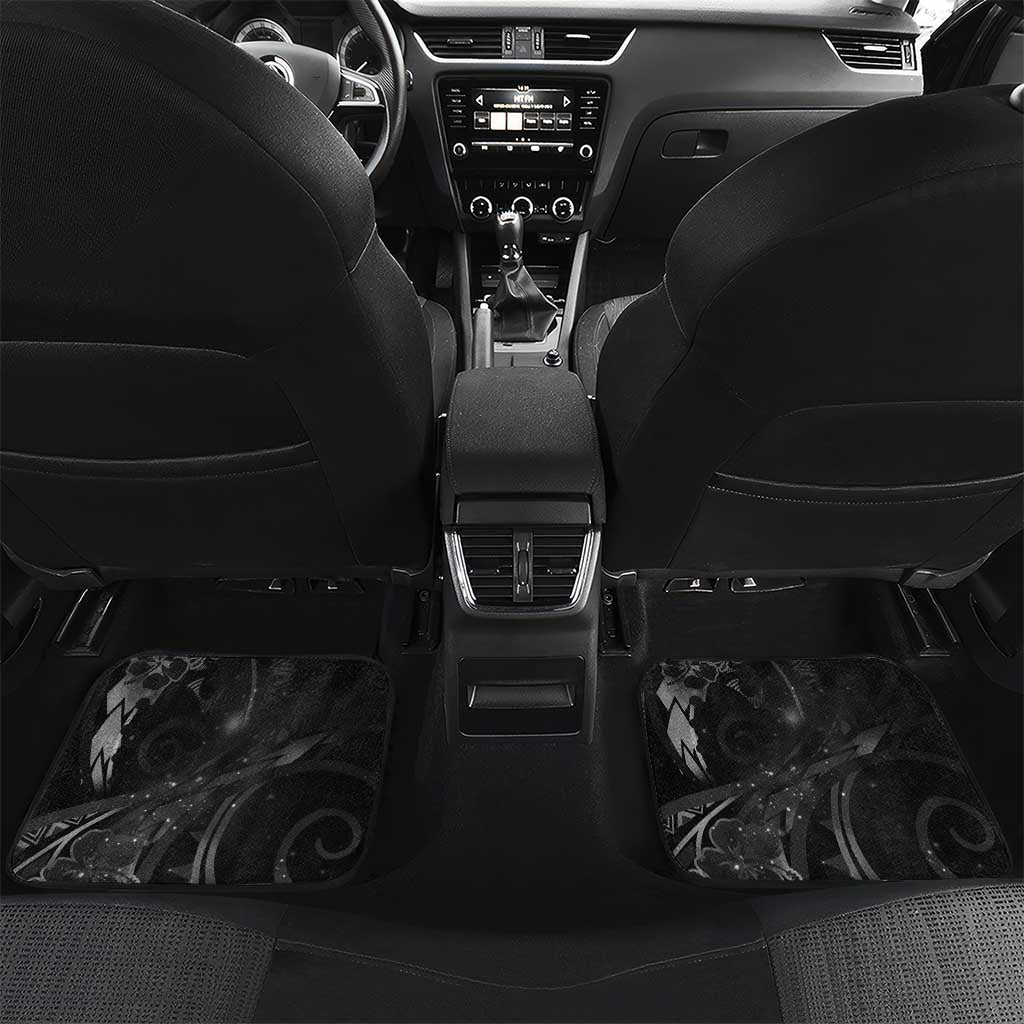 Hawaii Honu Car Mats Polynesian Curves Plumeria Grayscale - Polynesian Pride