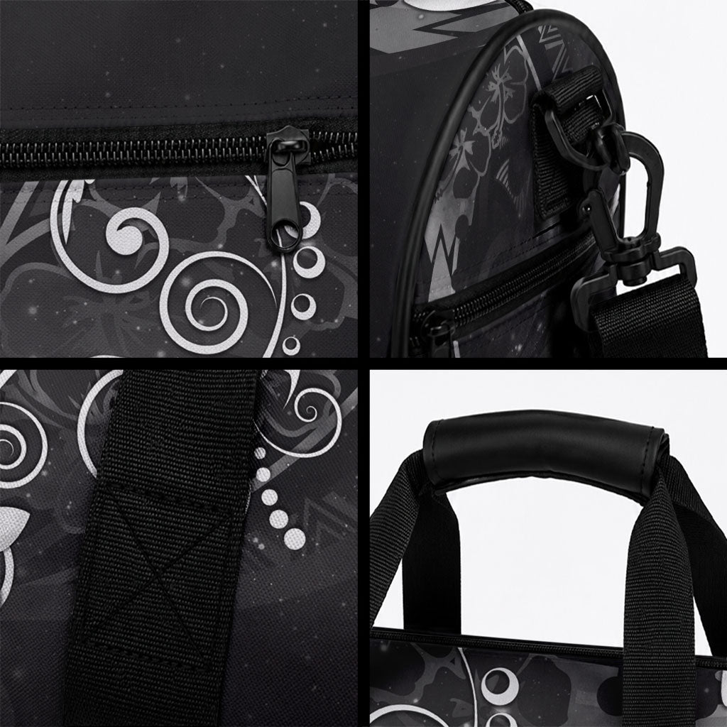 Hawaii Honu Duffle Bag Polynesian Curves Plumeria Grayscale LT05 - Polynesian Pride