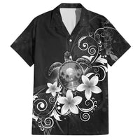 Hawaii Honu Hawaiian Shirt Polynesian Curves Plumeria Grayscale - Polynesian Pride