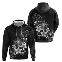 Hawaii Honu Hoodie Polynesian Curves Plumeria Grayscale LT05 - Polynesian Pride