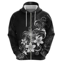Hawaii Honu Hoodie Polynesian Curves Plumeria Grayscale LT05 - Polynesian Pride