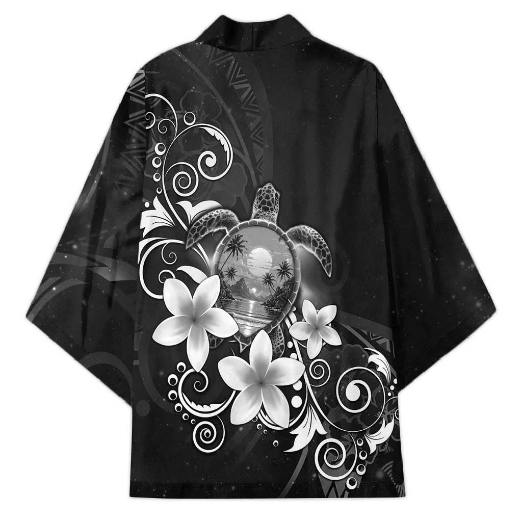 Hawaii Honu Kimono Polynesian Curves Plumeria Grayscale - Polynesian Pride