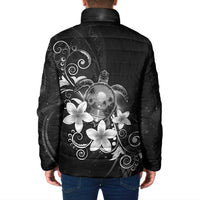 Hawaii Honu Padded Jacket Polynesian Curves Plumeria Grayscale - Polynesian Pride
