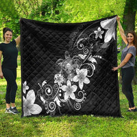 Hawaii Honu Quilt Polynesian Curves Plumeria Grayscale - Polynesian Pride