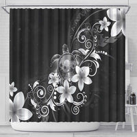Hawaii Honu Shower Curtain Polynesian Curves Plumeria Grayscale - Polynesian Pride