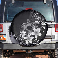 Hawaii Honu Spare Tire Cover Polynesian Curves Plumeria Grayscale - Polynesian Pride
