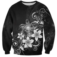 Hawaii Honu Sweatshirt Polynesian Curves Plumeria Grayscale - Polynesian Pride