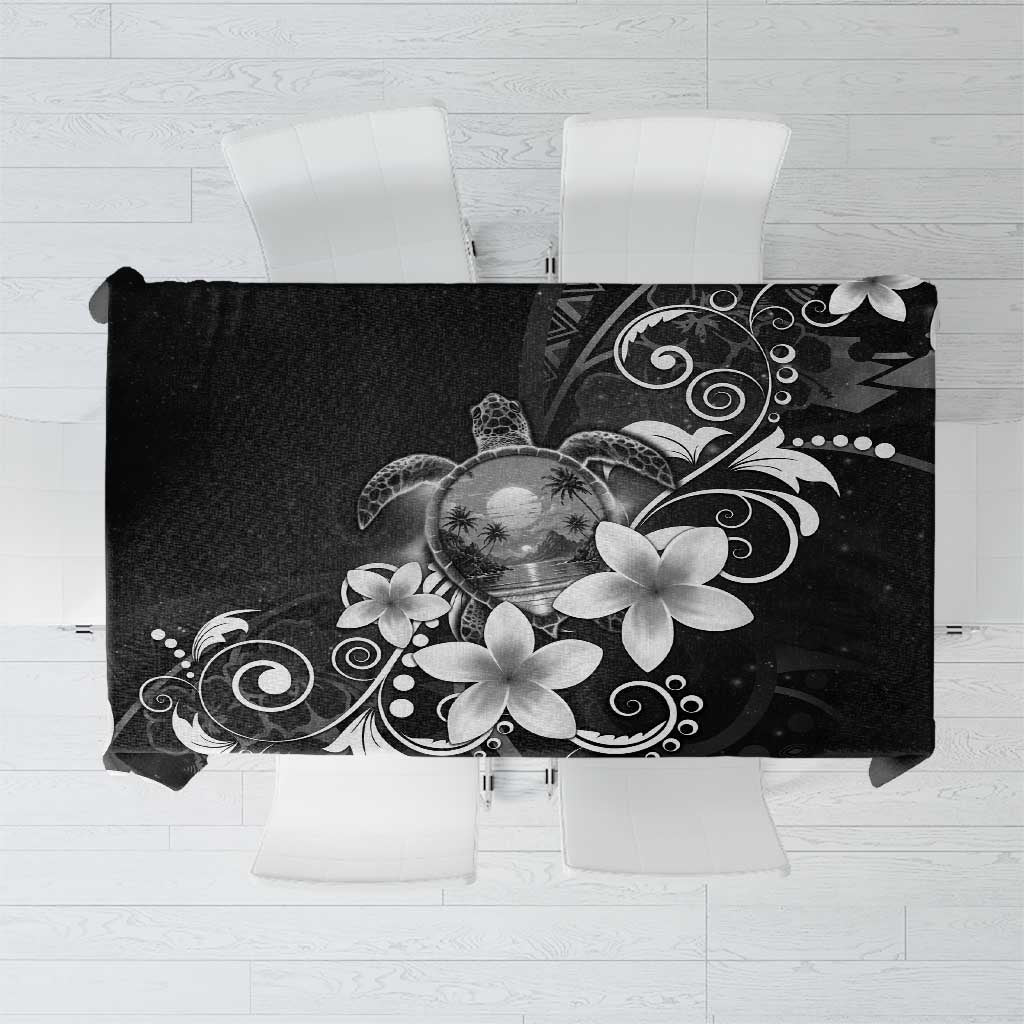 Hawaii Honu Tablecloth Polynesian Curves Plumeria Grayscale - Polynesian Pride