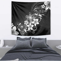 Hawaii Honu Tapestry Polynesian Curves Plumeria Grayscale - Polynesian Pride