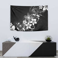 Hawaii Honu Tapestry Polynesian Curves Plumeria Grayscale - Polynesian Pride