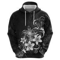 Hawaii Honu Zip Hoodie Polynesian Curves Plumeria Grayscale - Polynesian Pride