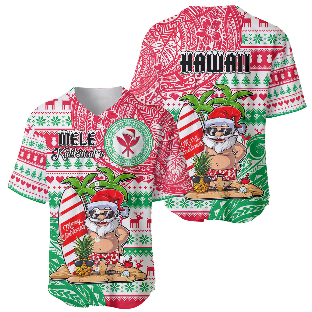 Hawaii Christmas Baseball Jersey Santa Claus Surf Mele Kalikimaka LT05 - Polynesian Pride