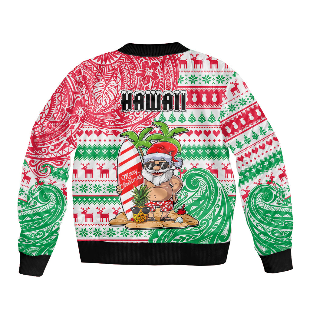 Hawaii Christmas Bomber Jacket Santa Claus Surf Mele Kalikimaka LT05 - Polynesian Pride