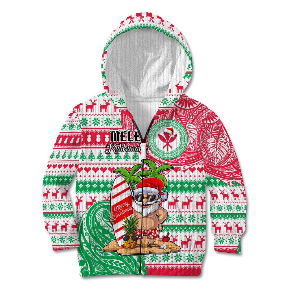 Hawaii Christmas Kid Hoodie Santa Claus Surf Mele Kalikimaka LT05 - Polynesian Pride