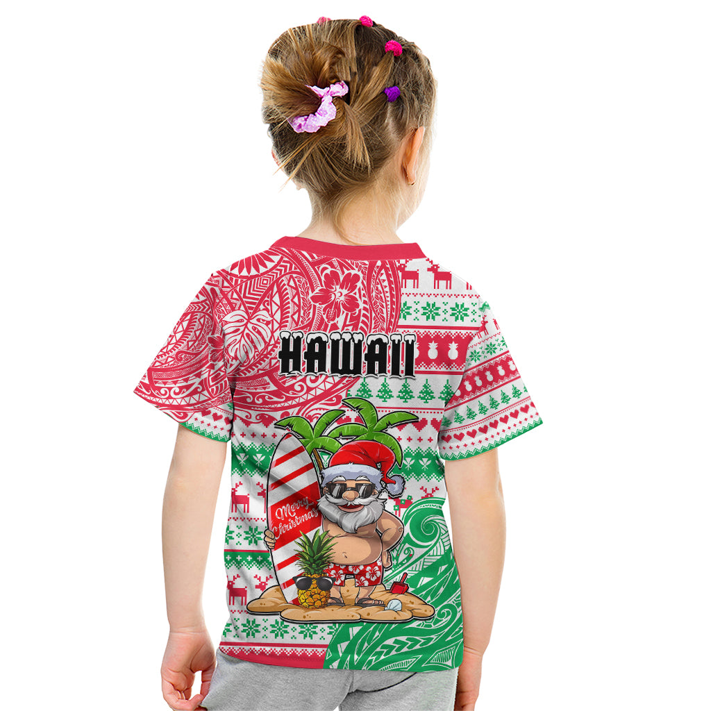 Hawaii Christmas Kid T Shirt Santa Claus Surf Mele Kalikimaka LT05 - Polynesian Pride