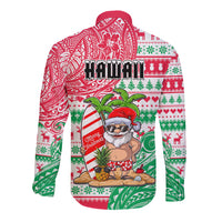 Hawaii Christmas Long Sleeve Button Shirt Santa Claus Surf Mele Kalikimaka LT05 - Polynesian Pride