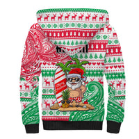 Hawaii Christmas Sherpa Hoodie Santa Claus Surf Mele Kalikimaka LT05 - Polynesian Pride