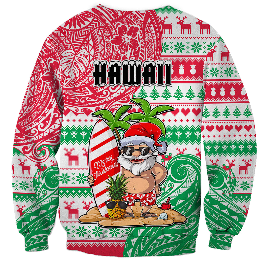 Hawaii Christmas Sweatshirt Santa Claus Surf Mele Kalikimaka LT05 - Polynesian Pride