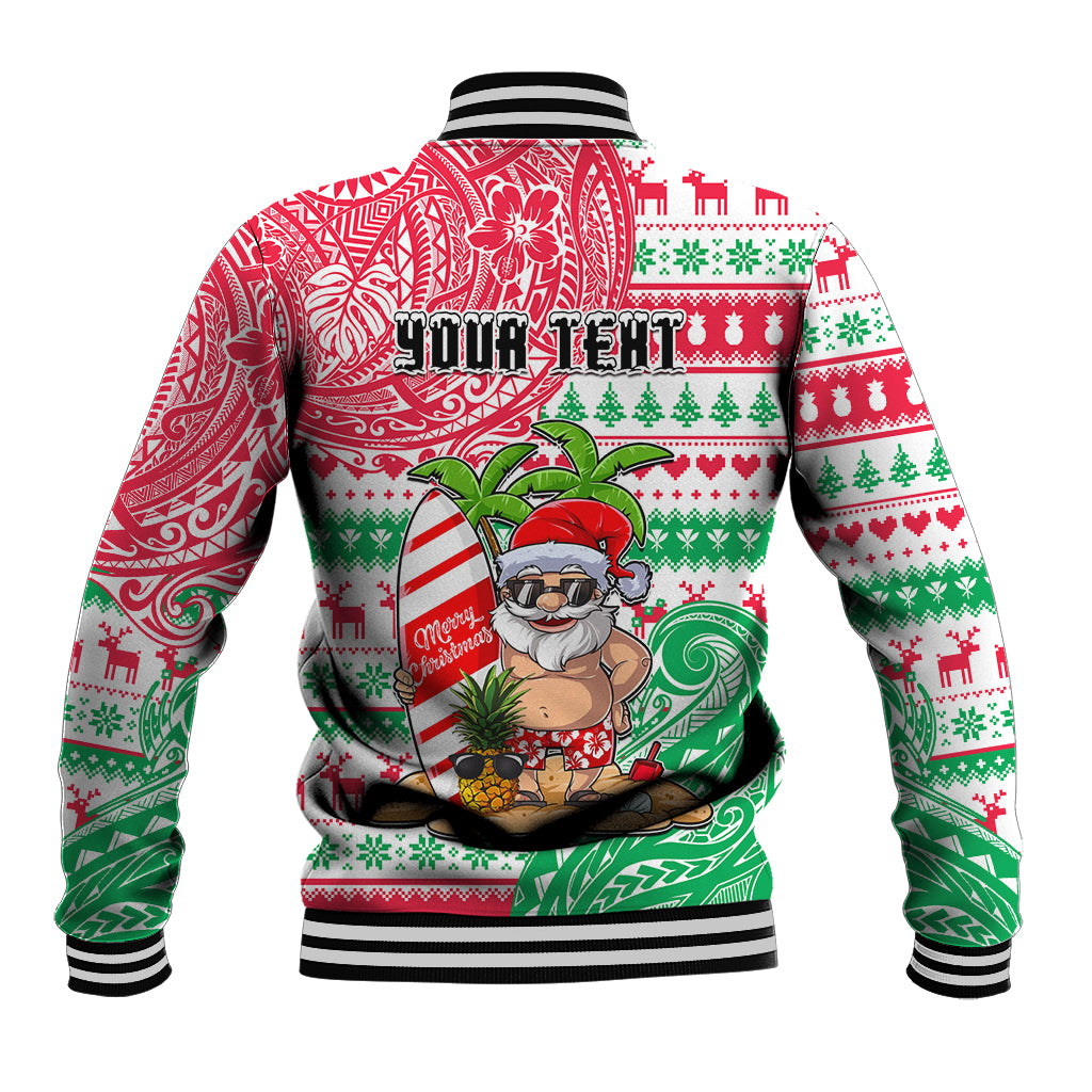 Personalized Hawaii Christmas Baseball Jacket Santa Claus Surf Mele Kalikimaka LT05 - Polynesian Pride