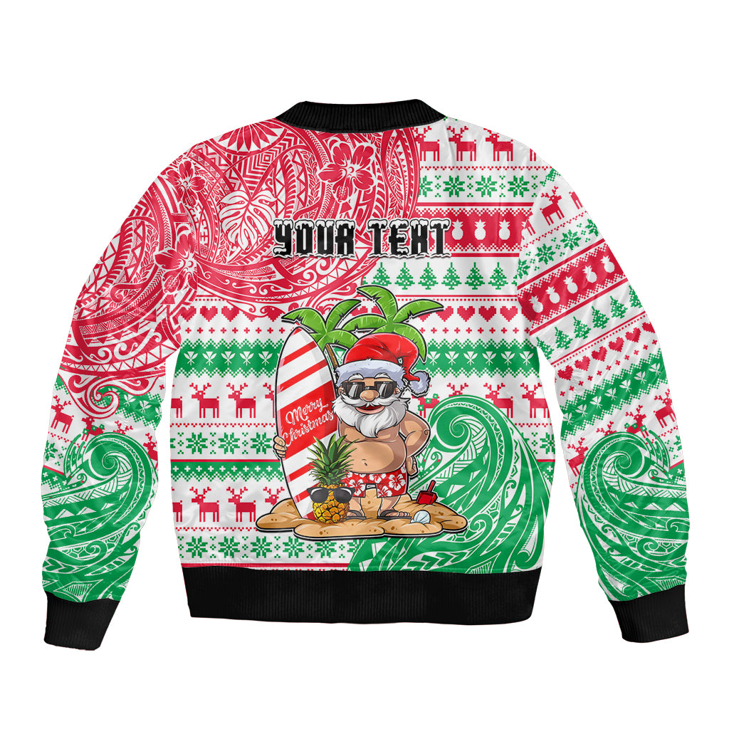 Personalized Hawaii Christmas Bomber Jacket Santa Claus Surf Mele Kalikimaka LT05 - Polynesian Pride