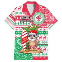 Personalized Hawaii Christmas Family Matching Off Shoulder Maxi Dress and Hawaiian Shirt Santa Claus Surf Mele Kalikimaka LT05 Dad's Shirt - Short Sleeve Red - Polynesian Pride